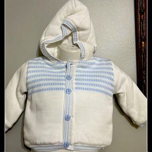 DOLCE GOCCIA BLUE AND WHITE.KNIT CARDIGAN FOR BABY BOYS 3M